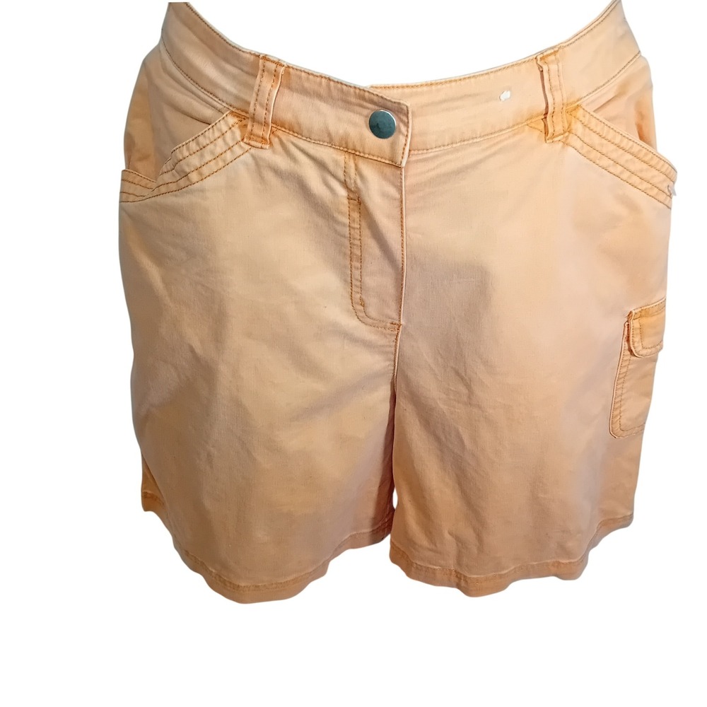 Vintage Penmans Cargo Shorts Peach‎ Orange Elastic Waist Stretch Retro Casual M